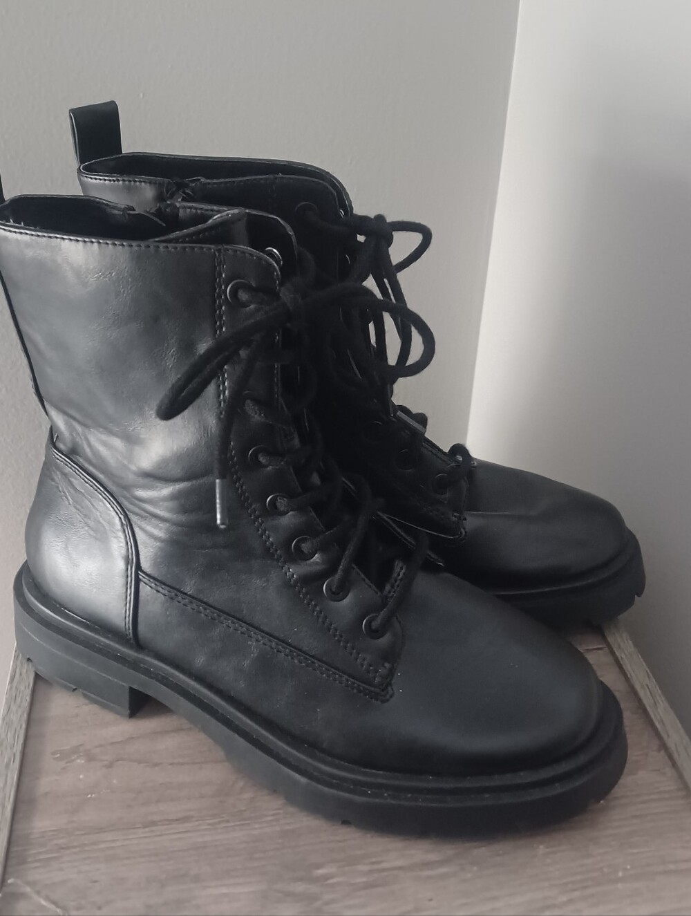 NOBO Black Combat Boots Sz 7.5 Wide